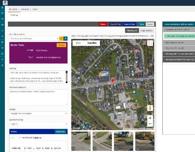 Screenshot of BlueDAG Virtual Streets - findings screen Screenshot of BlueDAG Virtual Streets - findings screen